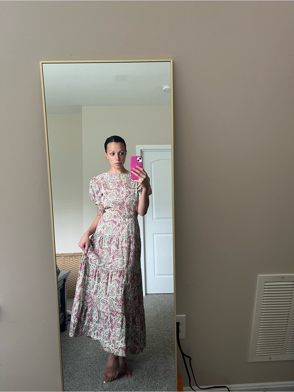 VTG 70s Handmade Prairie Paisley Maxi Dress Cottagecore Prairiecore